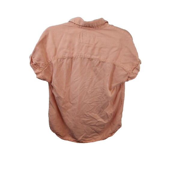 Lola River Anthropologie Women S Small Orange Lyocell Button Up Short Sleeve Top - Picture 6 of 8